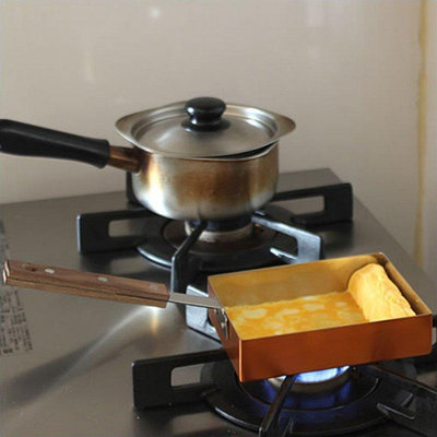 茶藝師 日本進口手工銅制玉子燒鍋日式雞蛋卷厚蛋燒鍋迷你長方形平底煎鍋