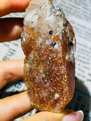 W63 天然進口金太陽原石原礦標本 產地坦桑尼亞 晶體內包裹 水晶 原石 擺件【玲瓏軒】