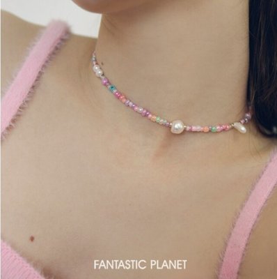 【免運】韓國正品代購設計師品牌FANTASTIC PLANET彩珠可愛清新項鏈925銀