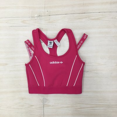 【愛莎＆嵐】 adidas 女 粉色圓領品牌造型圖繪運動背心/8 11204 18