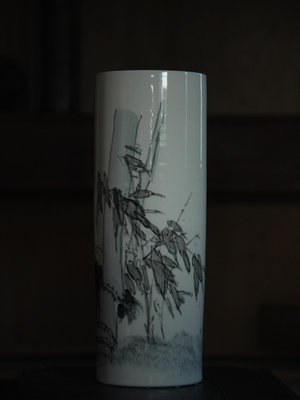 「上層窯」鶯歌製造 劉鳳祥(安之)作品 母子情深 彩繪花瓶 瓷器 A2-14