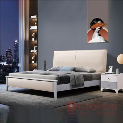 [紅蘋果傢俱] 簡約系列 MX-A831 床架 實木床架 雙人床架 雙人加大 環保水性漆 布床 科技布