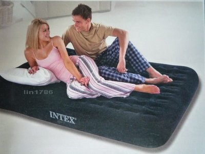 INTEX66724 原廠獨立筒氣柱型二人充氣床137*191*23cm送修補貼收納袋絨面床墊露營空氣床墊氣墊床