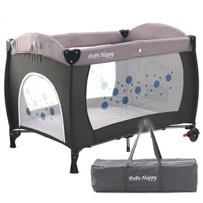 ☘ 板橋統一婦幼百貨 EMC POPO 安全嬰兒床 遊戲床 (具遊戲功能)(淺綠灰)