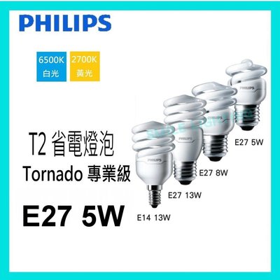 ☺含稅《飛利浦 PHILIPS》5W E27 Tornado專業級 T2省電燈泡 麗晶燈 螺旋燈泡-SMILE☺