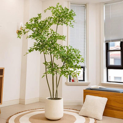 仿真綠植南天竹落地盆栽仿生植物室內客廳裝飾花擺件大型盆景假樹~小滿良造館
