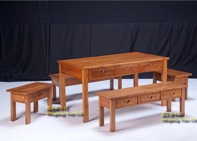 【設計私生活】柚木全實木中式5尺抽屜收納餐桌椅組(免運費)234