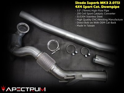 Skoda Superb MK3 2.0TSI 4X4專用200鉬賽車金屬觸媒Turbo downpipe當派排氣管