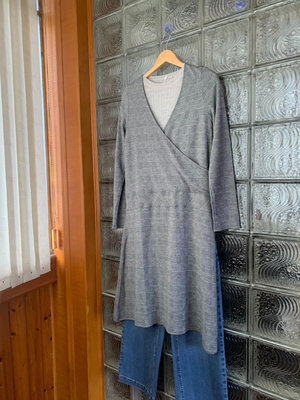 無印良品棉 莫代爾裹裙 連身裙灰色格紋L