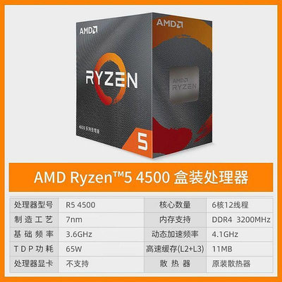 【3C大促】AMD銳龍R5 7500F 5500 5600 5600G 5700G原盒主板CPU處理器