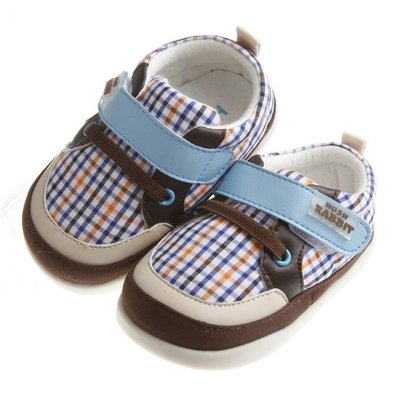 童鞋 / 可水洗咖啡色格紋布質防滑橡膠底寶寶學步鞋(13~15.5公分)HAZ021I