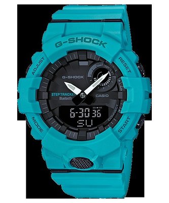 【金台鐘錶】CASIO卡西歐G-SHOCK 藍牙連線功能 跑步 計步器 (藍) GBA-800-2A2