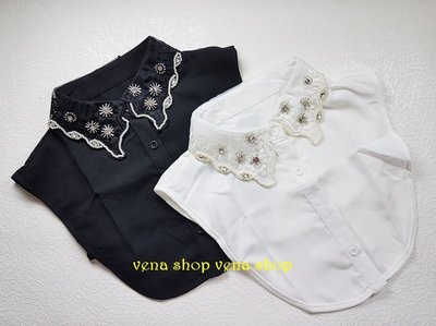 韓版雪紡 造型假領子 女襯衫領子 上衣百搭假衣領 圓領 V 領 皆適用 黑白 太陽花 現貨