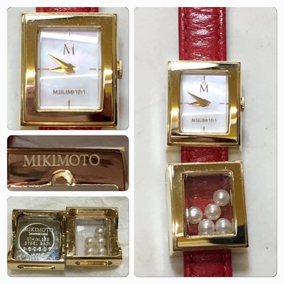 低價競標～日本製 美品Mikimoto 御木本寶貝珍珠 雙層纏繞帶手錶 珍珠母貝 天然珍珠  圓形珍珠腕錶 女錶  超美