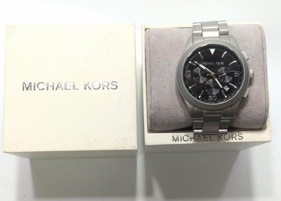 Michael kors 男三眼黑銀金屬錶帶腕錶 MK8469保證正品