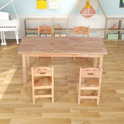 特賣- 實木桌椅早教學習桌家用畫畫長方寫字桌課桌椅套裝