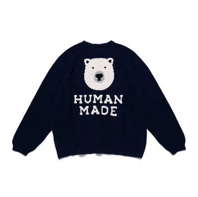 現貨熱銷-Human Made 20FW H 北極熊 針織 毛衣 長袖 深藍S