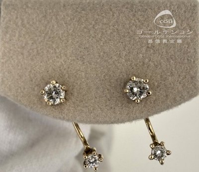 【GoldenCOSI】KE007 雙鑽款式 耳環 14K金 10分/5分鑽石 0.69錢