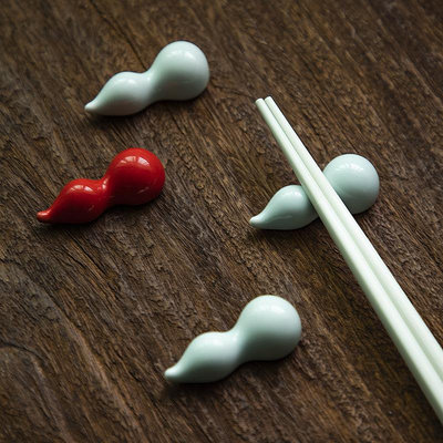 福祿筷子架陶瓷擱筷子托家用純色筷枕影青餐具配件中式