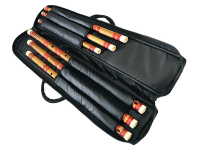 【老羊樂器店】  全新 現貨 笛袋 外袋 6支裝笛袋 中國笛袋 簫袋 仿皮 黑色  72cm