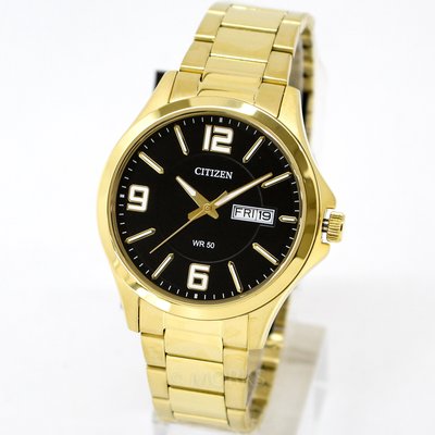 現貨 可自取 CITIZEN BF2003-50E 星辰錶 手錶 41mm 黑面盤 金錶殼 金色鋼錶帶 金錶 男錶女錶