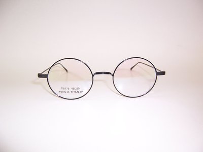 光寶眼鏡城(台南) 純鈦IP復古圓型 無鼻墊眼鏡 Ti 5175/C16黑色 ,片寬45mm高度數,小臉專