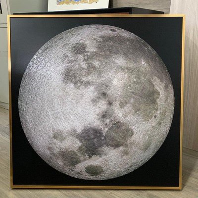 山姆大叔--相框月球拼圖框1000立體懸浮實木地球女權500片圓形月亮形異拼圖相框
