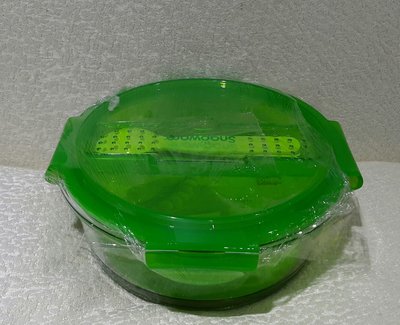 Snapware ptrex~康寧分隔耐熱玻璃保鮮盒~圓型（附餐具）~1280ml~