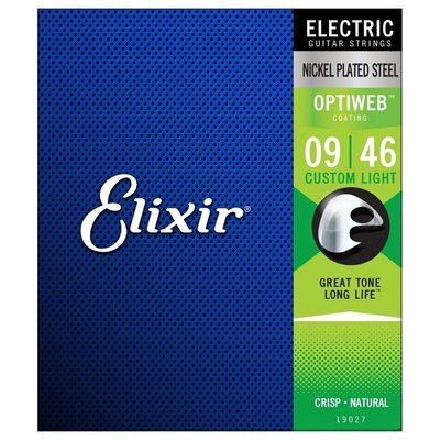 Elixir 19027  (09-46) 鍍鎳鋼 薄膜 OPTIWEB 電吉他弦【硬地搖滾】全館$399免運！