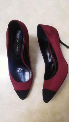 微風專櫃購買 SERGIO ROSSI 黑X紅 撞色中高跟鞋