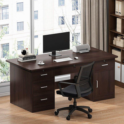 電腦桌台式家用書桌簡易職員辦公桌帶抽屜桌椅組合學生~特價
