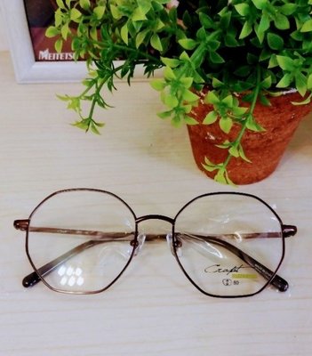 （全新棕色）眼鏡市場JAPAN QUALITY日本品牌多邊形威靈頓鏡框眼鏡框金屬框輕巧男女通用