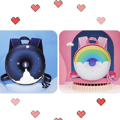 甜甜圈雙肩包新款ins森系百搭兒童3D立體彩虹顏值耐臟旅行小背包.