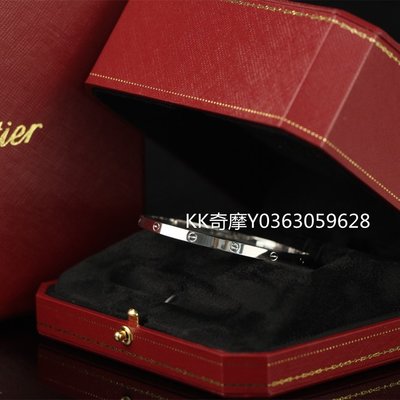 KK二手真品 Cartier 卡地亞 Love系列手鐲 窄版無鑽手環 18K白色黃金手環 B6047417