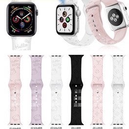 凱蒂貓 壓印 kitty 矽膠 蘋果錶帶 適用 Apple Watch 錶帶 iwatch 7 3 4 5 6 SE-337221106