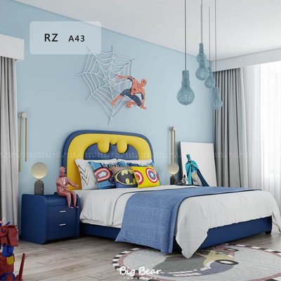 【大熊傢俱】RZ A43 科技布皮 蝙蝠俠 軟床 皮床 床架 床組 輕奢床 雙人床 造型床 兒童床 標準床 另售床頭櫃