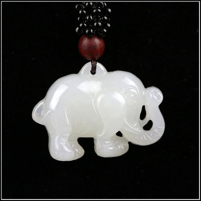 新疆和闐玉 吊墜 羊脂白玉掛件 大象 太平有象