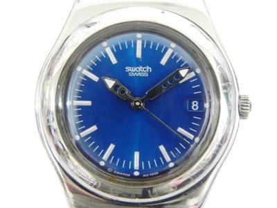 [專業模型] 石英錶 [SWATCH B2535] 斯沃琪 圓型不銹鋼指針錶[BOYSIZE][藍色面+日期]中性/潮錶