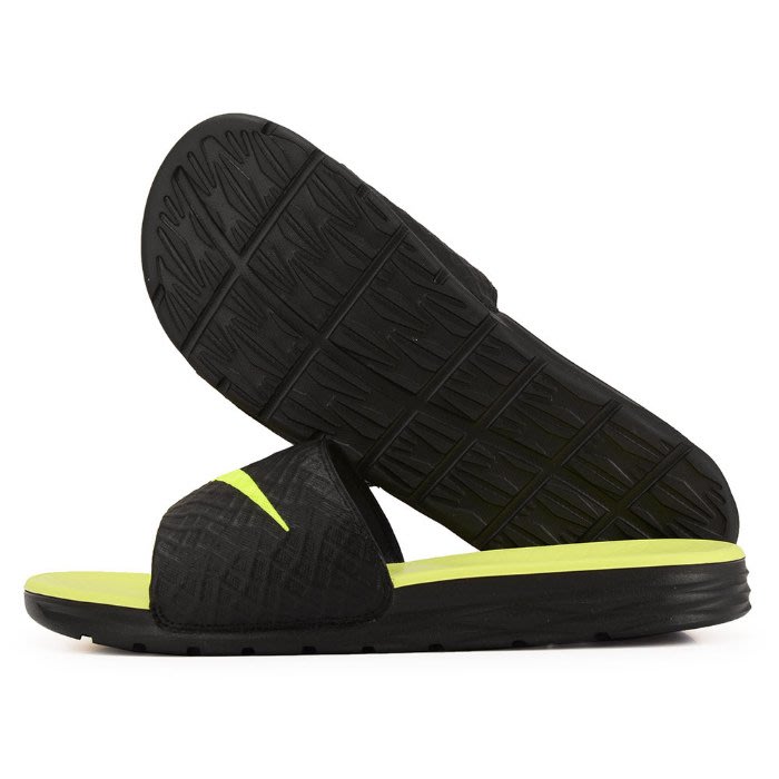 NIKE BENASSI SOLARSOFT SLIDE 黑螢光綠軟底拖鞋705474-070 | Yahoo