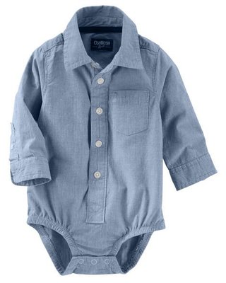 【安琪拉 美國童裝】Oshkosh 藍色直條紋襯衫包屁衣, Carter's Gap  T恤 連身衣 兔裝