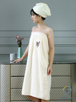 金號浴裙浴帽套裝純棉可穿可裹帶扣大碼全棉抹胸浴巾浴袍女新款.