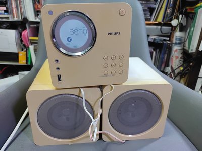 Philips飛利浦Music Cube方塊型超迷你音響CD USB FM都正常MCM103/96按鈕NG 泛黃 浴