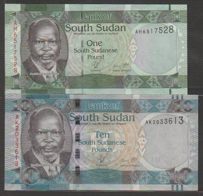 Ω≡ 外鈔 ≡Ω　2011.11年 / 南蘇丹1元.10元【 共2張 】99-全新