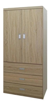 【萊夫家居】KV-V15H：2.6尺橡木色三抽衣櫃【台中家具】單人衣櫃 開門式衣櫥 防蛀木心板 套房家具 台灣製造