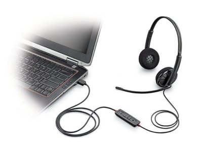 美國 Plantronics C320-M USB耳麥,降噪線控,頭戴雙耳話務電腦耳機麥克風,近全新;DSP400