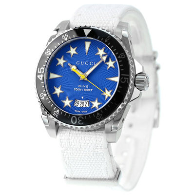 GUCCI YA136340 古馳 手錶 40mm 藍色面盤 NATO錶帶 男錶
