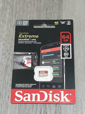 SanDisk Extreme microSDXC UHS-I (V30)(A2) 64GB ■讀取速度: 最高可達 170MB/s