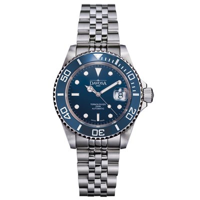 DAVOSA 161.555.04 42mm湛藍陶瓷圈專業200M潛水錶-5銖不銹鋼帶款