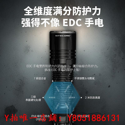 手電筒NITECORE奈特科爾EDC35戰術手電筒強光遠射超亮可充電戶外EDC便攜探照燈