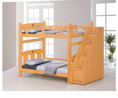 鴻宇傢俱~(AG)601-1葛萊美3.5尺檜木色實木雙層床-樓梯櫃